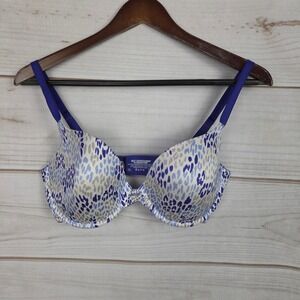 Self Expressions Maidenform Bra 36D Blue Leopard Print Good i-Fit Underwire